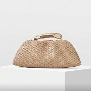 Elegant Tan Leather Beaded Handbag